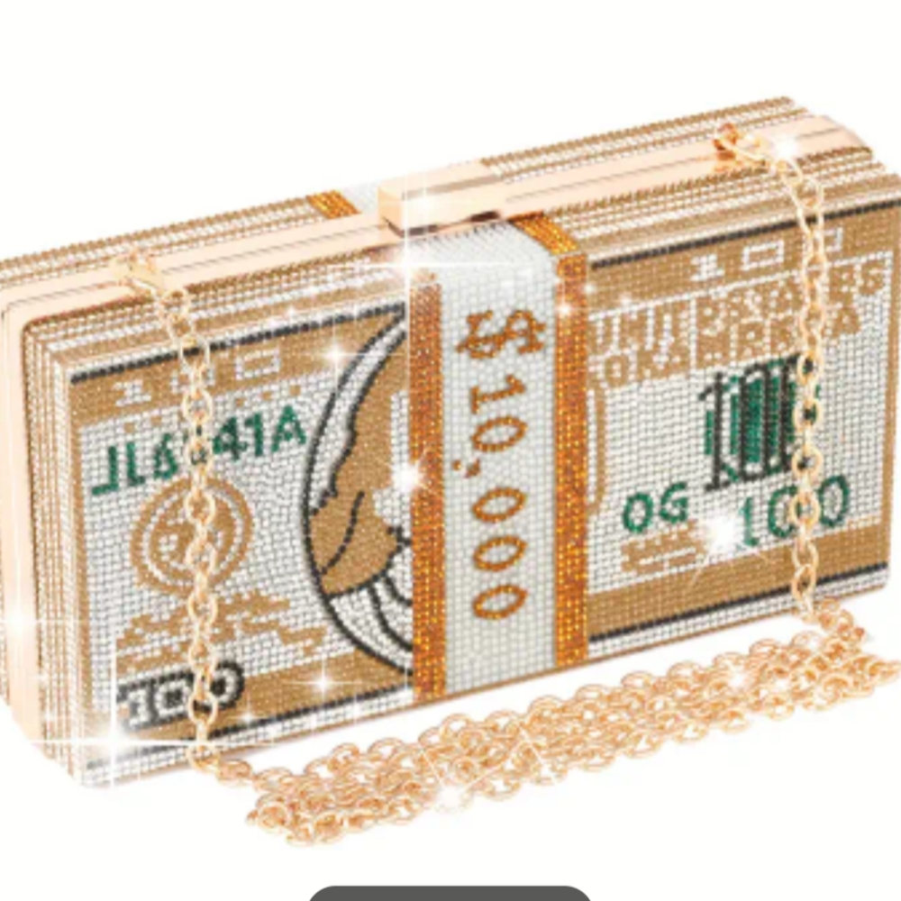 Gold and Silver Crystal Clutch Bag